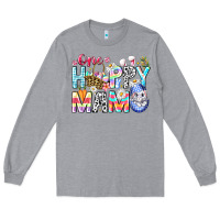 Heather Grey One Happy Mama Easter Bunny Long Sleeve Tee - CowhideDigitalArt