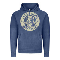 Vintage Denim i love guns bacon pork pig funny gun Vintage Hoodie - linhVisuals