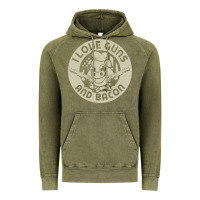 Vintage Olive i love guns bacon pork pig funny gun Vintage Hoodie - linhVisuals