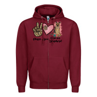 Burgundy peace love german shepherd Zipper Hoodie - JahusDesignShop