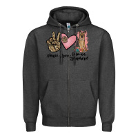 Charcoal Heather peace love german shepherd Zipper Hoodie - JahusDesignShop