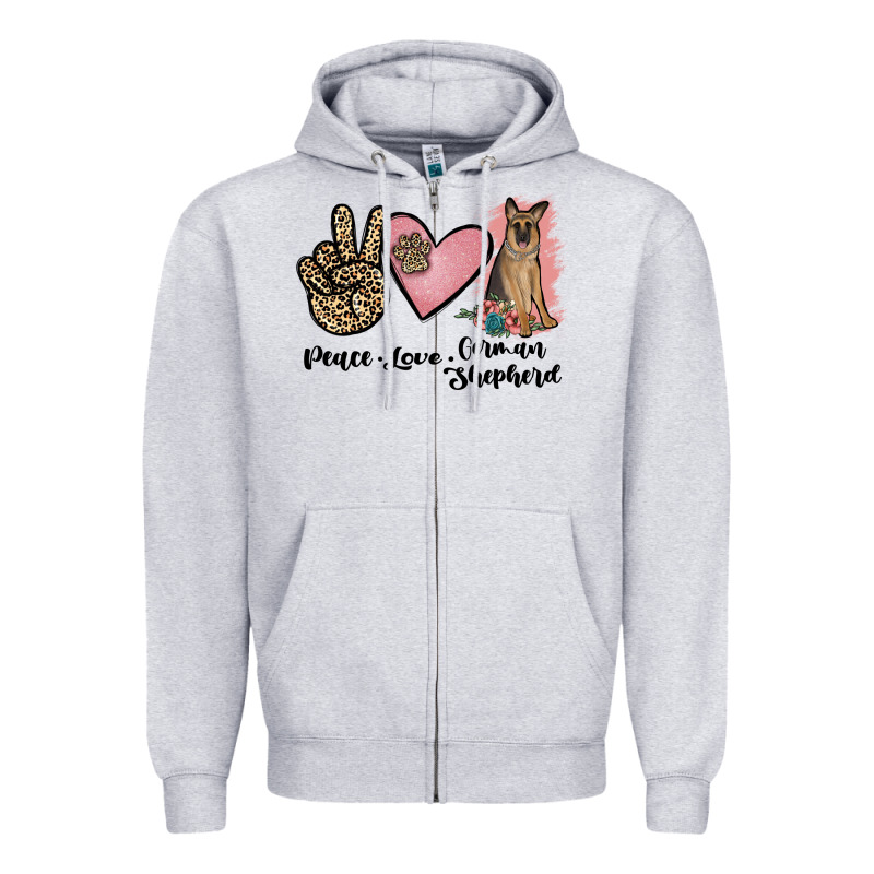 Peace Love German Shepherd Zipper Hoodie by JahusDesignShop | Teevron
