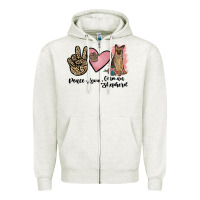 Oatmeal Heather peace love german shepherd Zipper Hoodie - JahusDesignShop