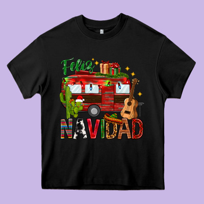Feliz Navidad Christmas Mexico Heavy Core Tee Designed By Howdyjamesfarm