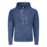Vintage Denim santa giraffe christmas color led Vintage Hoodie - linhVisuals