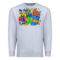 Heather Grey my child is non verbal but her mama aint afro hand rana Premium Sweatshirt - RanaPortraitStore