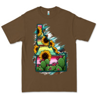 Cacao Idaho Map Sunflower Cactus Serape Premium Tee - RanaPortraitStore