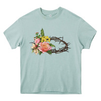Arona Crown of thorns floral Easter Heavy Core Tee - CowGirlArtShop
