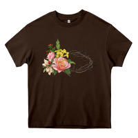 Chocolate Brown Crown of thorns floral Easter Heavy Core Tee - CowGirlArtShop