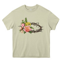 Mossy Crown of thorns floral Easter Heavy Core Tee - CowGirlArtShop