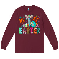 Burgundy My 1st Easter Long Sleeve Tee - CowhideDigitalArt