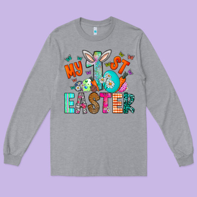 My 1st Easter Long Sleeve Tee Designed By Cowhidedigitalart