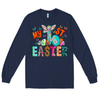 Navy My 1st Easter Long Sleeve Tee - CowhideDigitalArt