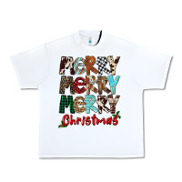 White Merry Christmas Urban Heavy Tee - FaDigitalArtStudio