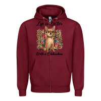 Burgundy life is better with a chihuahua Zipper Hoodie - JahusDesignShop