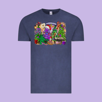 Christmas Louisiana Mardi Gras Trees Vintage Tee Designed By Fadigitalartstudio