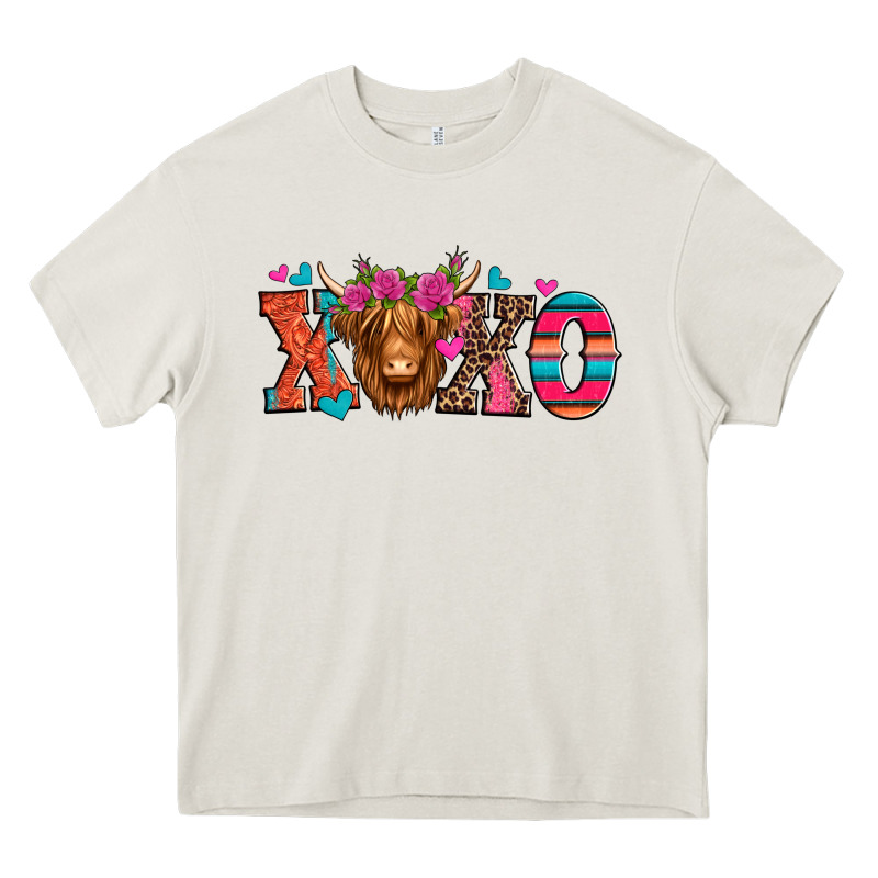 Xoxo Valentine's Day Highland Cow Heavy Core Tee by Jasminsmagicworld | Teevron