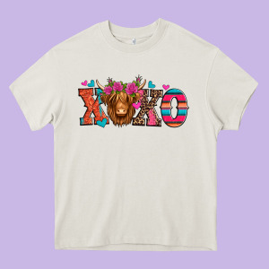 Xoxo Valentine's Day Highland Cow Heavy Core Tee Designed By Jasminsmagicworld