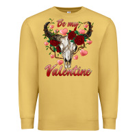 Antique Gold be my valentine bull skull Premium Sweatshirt - RanaPortraitStore