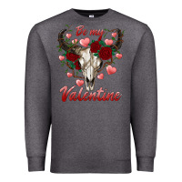 Charcoal Heather be my valentine bull skull Premium Sweatshirt - RanaPortraitStore