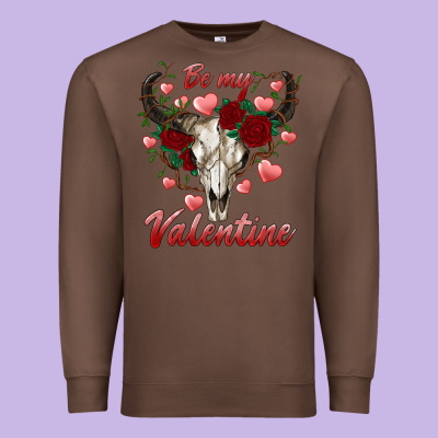 Be My Valentine Bull Skull Premium Sweatshirt Designed By Ranaportraitstore