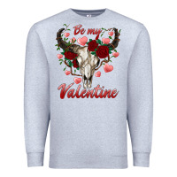 Heather Grey be my valentine bull skull Premium Sweatshirt - RanaPortraitStore