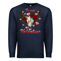 Navy be my valentine bull skull Premium Sweatshirt - RanaPortraitStore