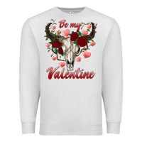 Oatmeal Heather be my valentine bull skull Premium Sweatshirt - RanaPortraitStore