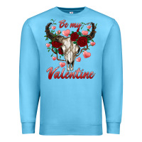 Ocean Blue be my valentine bull skull Premium Sweatshirt - RanaPortraitStore
