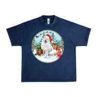 Navy Christmas samoyed dog Urban Heavy Tee - FaDigitalArtStudio