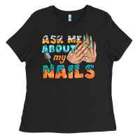 Black ask me about my nails bbs Ladies Tee - BundleAndBundleShop