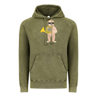 Vintage Olive funny sloth wearing sunglasses playing french horn Vintage Hoodie - linhVisuals