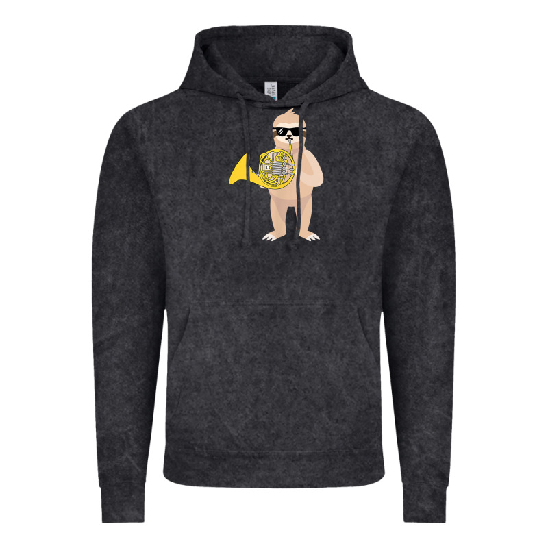 Funny Sloth Wearing Sunglasses Playing French Horn Vintage Hoodie by linhVisuals | Teevron