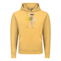 Vintage Mustard funny sloth wearing sunglasses playing french horn Vintage Hoodie - linhVisuals