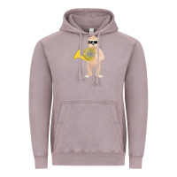 Vintage Zinc funny sloth wearing sunglasses playing french horn Vintage Hoodie - linhVisuals