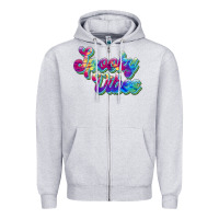 Heather Grey spooky vibes Zipper Hoodie - JahusDesignShop