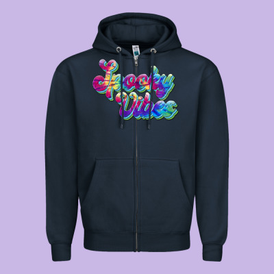 Spooky Vibes Zipper Hoodie Designed By Jahusdesignshop