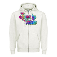 Oatmeal Heather spooky vibes Zipper Hoodie - JahusDesignShop