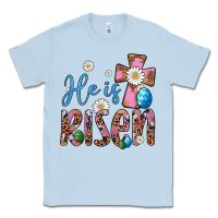 Dusty Blue he is risen cross Classic Tee - Artiststas