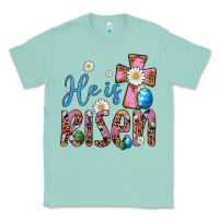 Seafoam he is risen cross Classic Tee - Artiststas