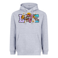 Heather Grey dog paw love Heavyweight Hoodie - RanaPortraitStore