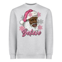 Heather Grey pink christmas african american santa believe Heavyweight Sweatshirt - RanaPortraitStore