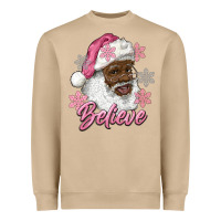 Mushroom pink christmas african american santa believe Heavyweight Sweatshirt - RanaPortraitStore