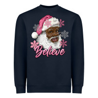 Pink Christmas African American Santa Believe Heavyweight Sweatshirt | Teevron
