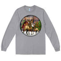 Heather Grey elk buck deer christmas Long Sleeve Tee - LillyAllenDesigns