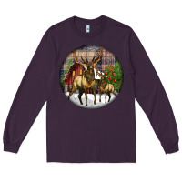 Plum elk buck deer christmas Long Sleeve Tee - LillyAllenDesigns