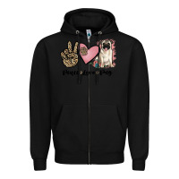 Black peace love pug Zipper Hoodie - JahusDesignShop