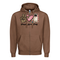 Chestnut peace love pug Zipper Hoodie - JahusDesignShop