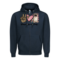 Navy peace love pug Zipper Hoodie - JahusDesignShop