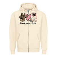 Sandshell peace love pug Zipper Hoodie - JahusDesignShop